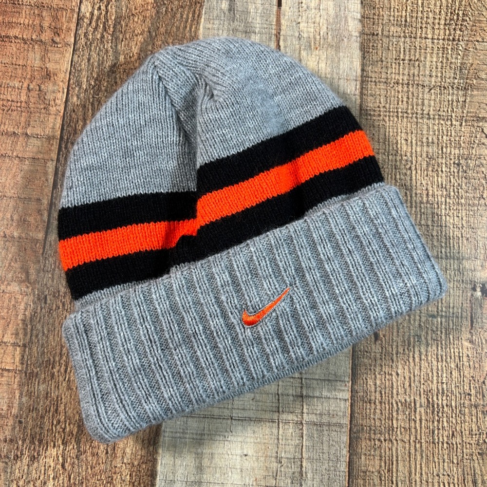 Nike San Francisco Giants Grey Black Orange Striped Cuffed Knit Beanie Hat MLB - Picture 3 of 6